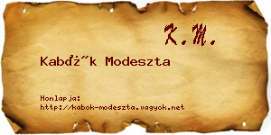Kabók Modeszta névjegykártya